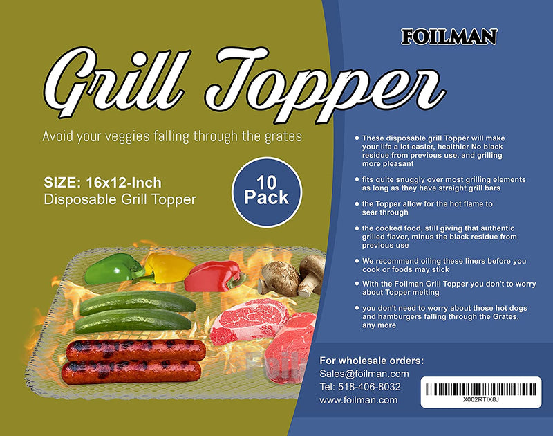 Disposable Aluminum Grill Toppers - 16 x 12Inch - (10 Pack)